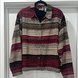 Chico's Multicolor Striped Button-Up Shirt/Jacket